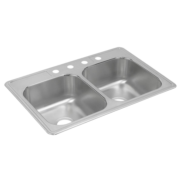 Dayton Stainless Steel 33 X 22 X 8-3/16 Equal Double Bowl Top Mount Sink